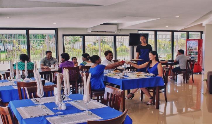 Guests dining in the Nambis Inn restaurant